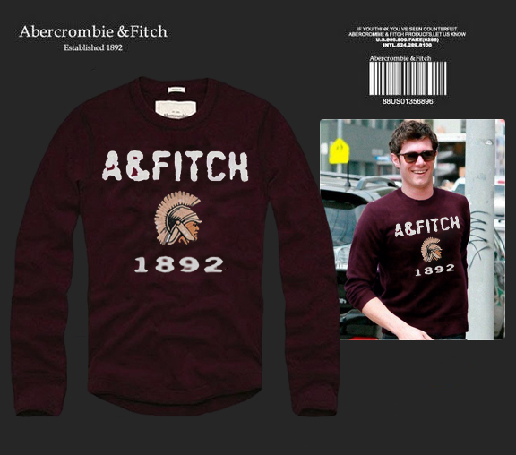 Abercrombie Fitch Hombres De Cuello Redondo Con Gente Fotos Largo Remera AF6016